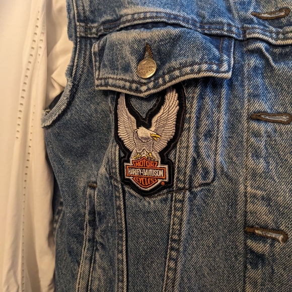 Harley Davidson Blue Jean Vest - Picture 3 of 14